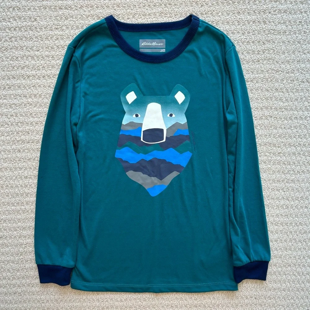 Eddie Bauer Kids Mountain Bear Pajama Top Size 10